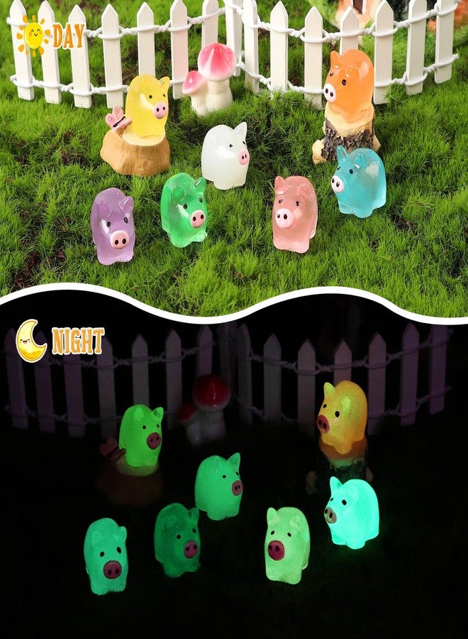 VICROIC 48 PCS Luminous Mini Resin Pigs, Miniature Piggy Figurines, Tiny Pigs Glow in The Dark for Dollhouse, Aquarium, Cake Decorations, Fairy Garden Landscape, Birthday Party Decor (7 Colors) - Image 4